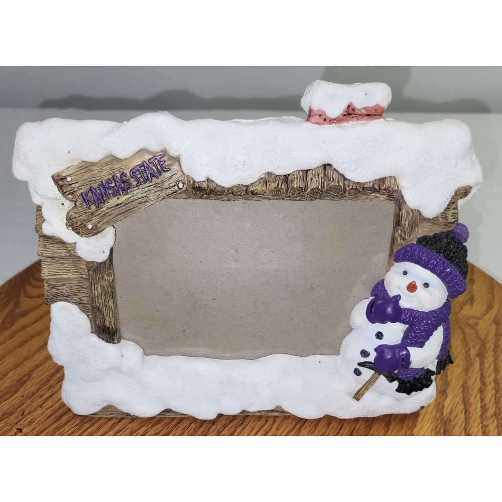 The Ridgewood Collection Kansas State Photo Frame Snowman Winter Cabin Resin